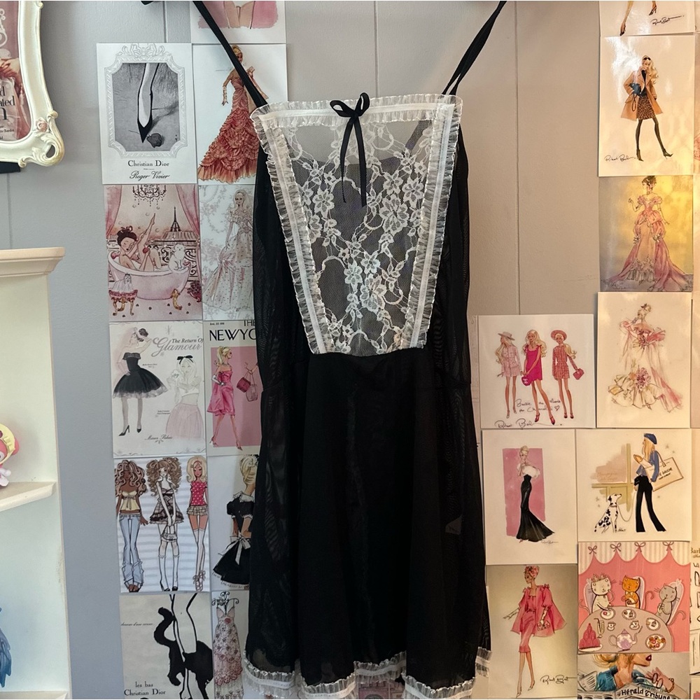 Coquette Black Lace Slip with Bow Detail